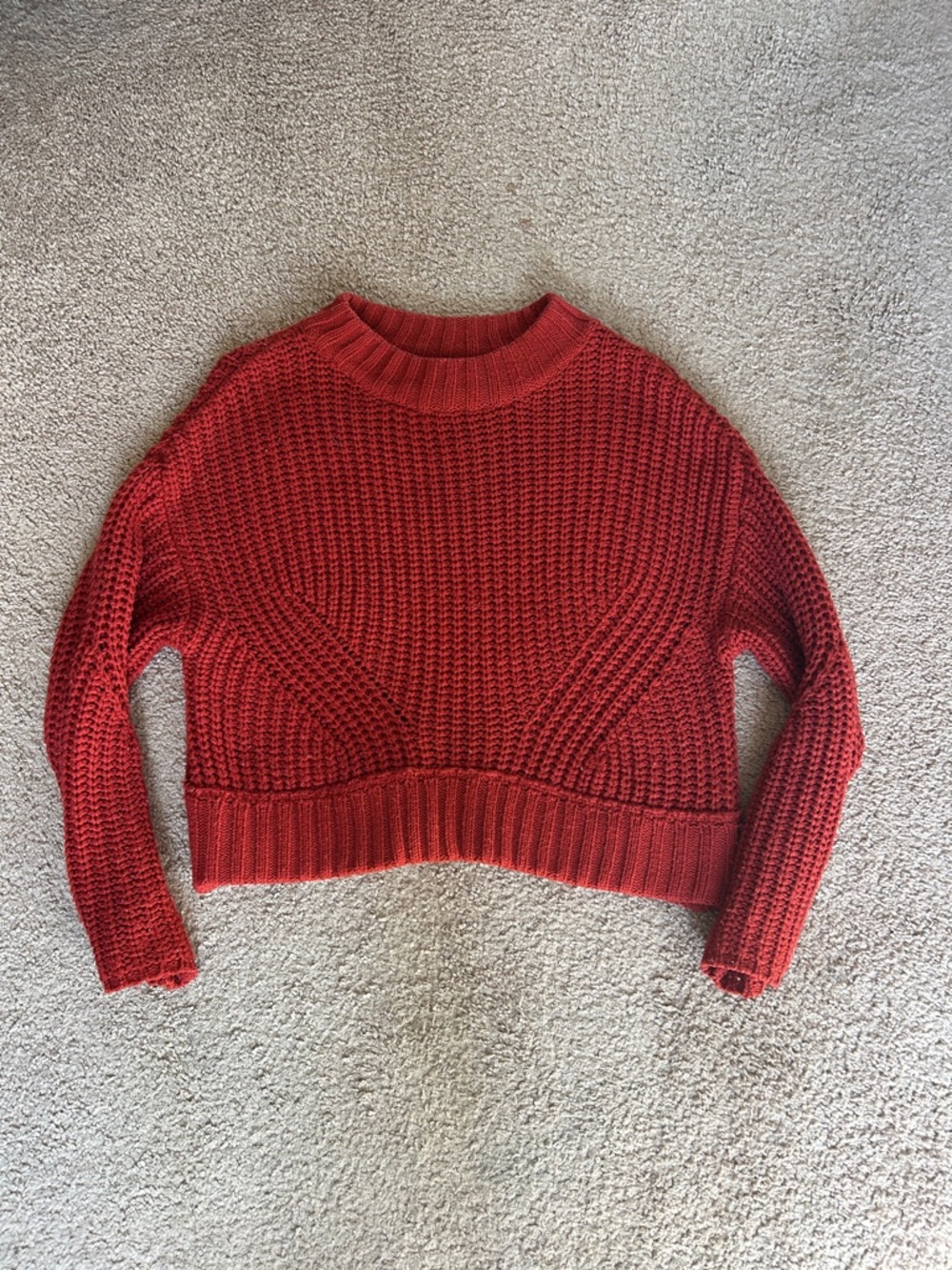 moon & madison Cropped Crew Knit Sweater - Red